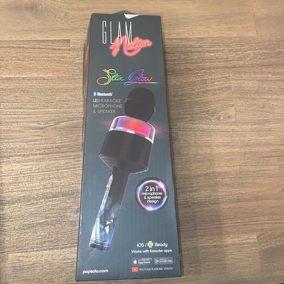 Glam Nation Star Glow LEF Karaoke Microphone & Speaker Bluetooth, Popsolo, NIP - Picture 5 of 8